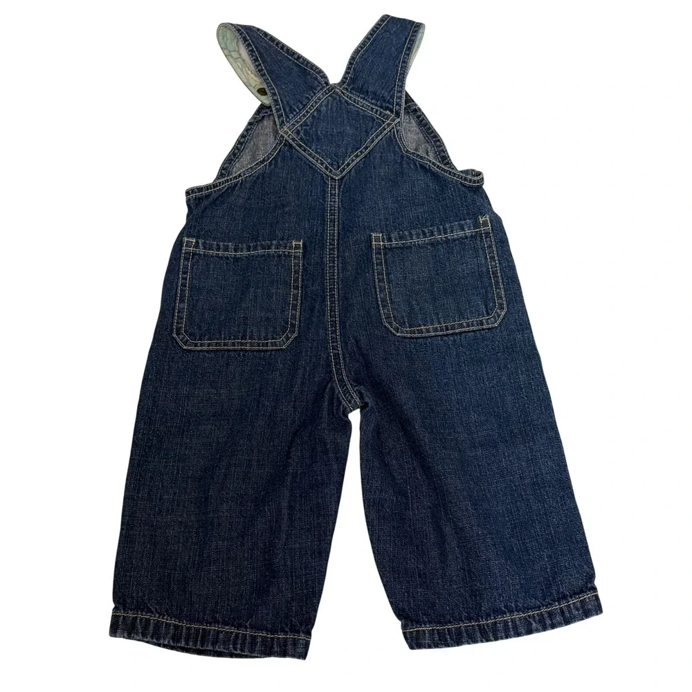 Gymboree Baby Boys Blue Denim Overalls Plaid Lined 3-6 Months Retro Farmcore